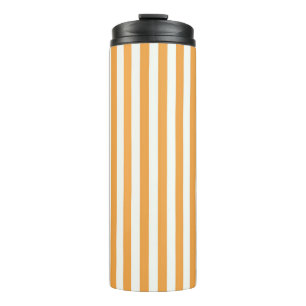 Sunny Orange and White Vertical Stripes Aesthetic Thermal Tumbler