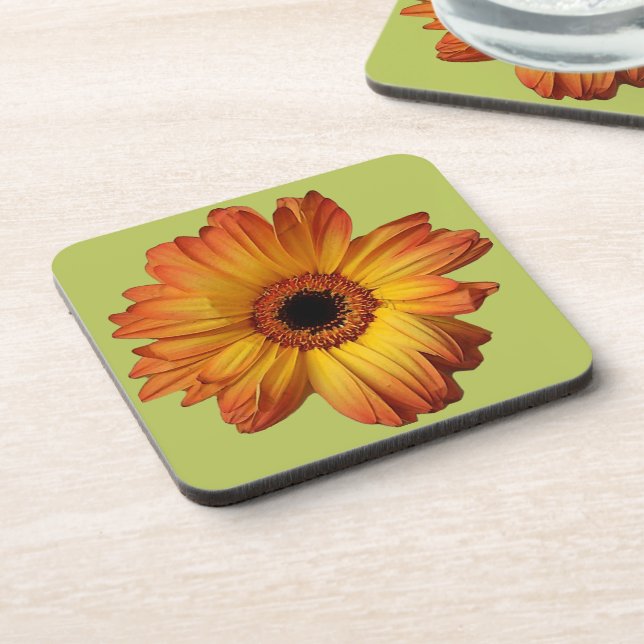 Sunny Orange gerbera flower bloom Coaster (Left Side)