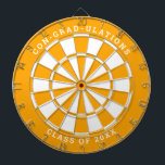Sunny Orange & White Graduation | Custom Text Dartboard<br><div class="desc">Change the background colour to the school colour and personalise the text as needed. Congratulate the grad in your life with your desired messages such as "CON-GRAD-ULATIONS CLASS OF 20XX". This dartboard would be great to double as an activity to have at the graduation party as well as a graduation...</div>