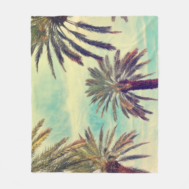 Sunny Palm Plantation: Cultivated Oasis. Fleece Blanket (Front)