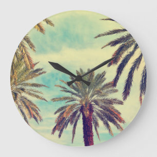 Sunny Palm Plantation: Cultivated Oasis. Large Clock
