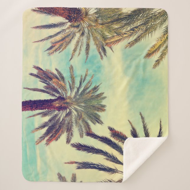 Sunny Palm Plantation: Cultivated Oasis. Sherpa Blanket (Front)