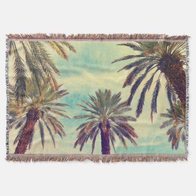 Sunny Palm Plantation: Cultivated Oasis. Throw Blanket (Front)