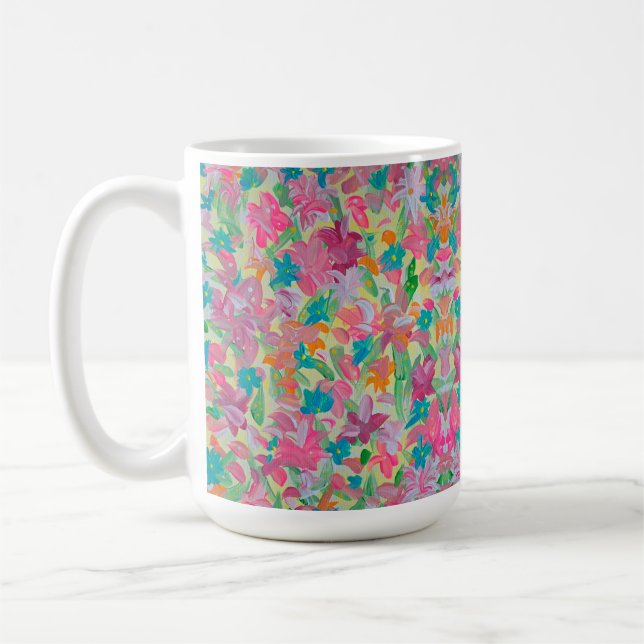 Sunny Pastel Floral Coffee Mug (Left)