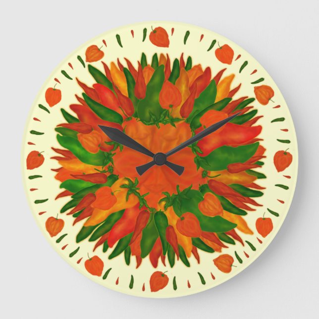 Sunny Peppers Large Clock (Front)