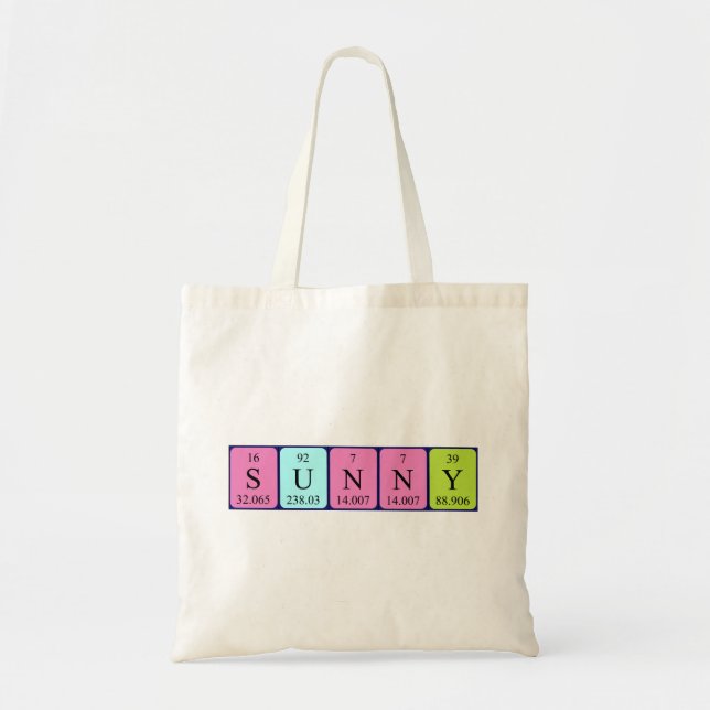 Sunny periodic table name tote bag (Front)