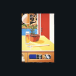 Sunny Pop Art Potted Plant Still Life Canvas Print<br><div class="desc">A vibrant pop art painting of a potted plant on a table,  blending photorealism and Tom Wesselmann’s playful style. Sunlit kitchen vibes meet bold,  contemporary design.</div>
