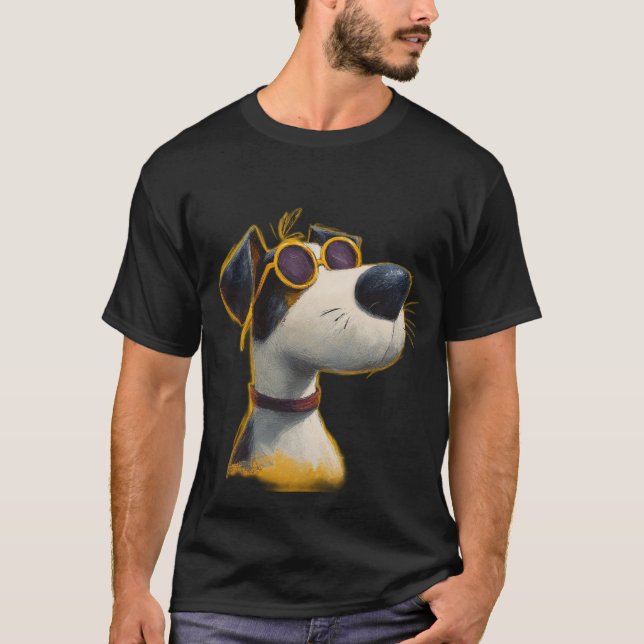 Sunny Pup — Retro Dog with Yellow Sunglasses  T-Shirt (Front)
