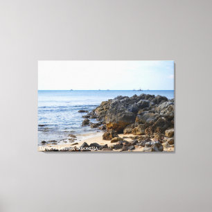 Sunny Rocky Beach Landscape Travel Photography Canvas Print