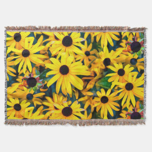 Sunny Rudbeckia Black-Eyed Susan Throw Blanket