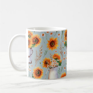 Sunny Rustic Watercolor, Seamless Pattern. Coffee Mug