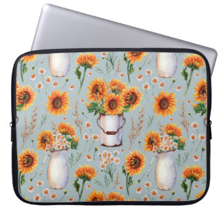 Sunny Rustic Watercolor, Seamless Pattern. Laptop Sleeve