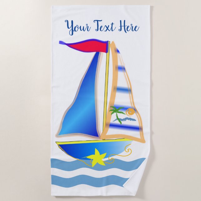 Sunny Sailing Day Custom Beach Towel (Front)