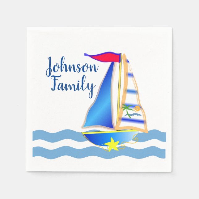 Sunny Sailing Day Custom Napkin (Front)