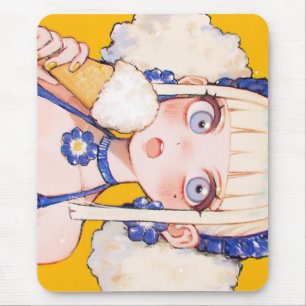 Sunny Scoop Anime Girl with Vanilla Cone Mouse Mat