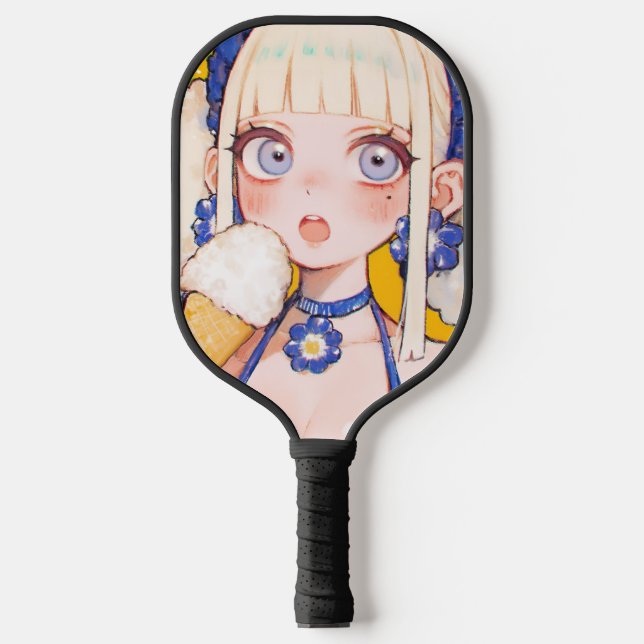 Sunny Scoop Anime Girl with Vanilla Cone Pickleball Paddle (Front)