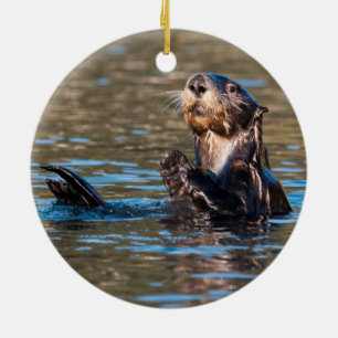 Sunny Sea Otter Ceramic Tree Decoration
