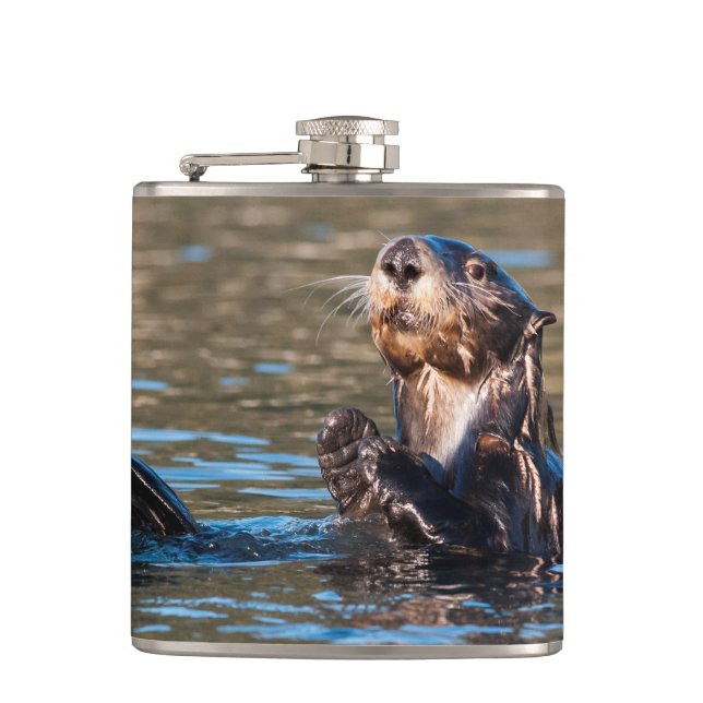 Sunny Sea Otter Hip Flask (Front)