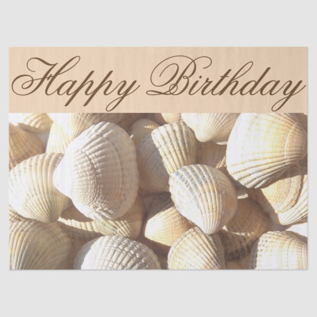 Sunny Sea Shells Collection Happy Birthday Tissue Tissue Paper (Front)