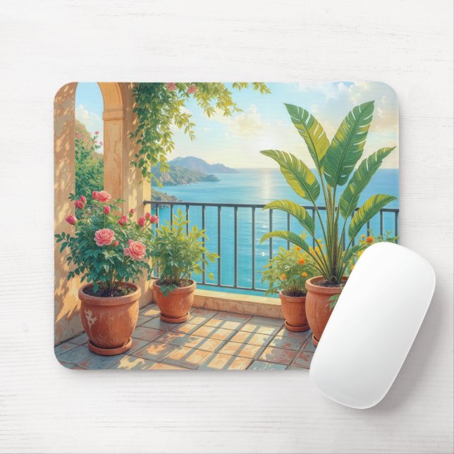 Sunny Seaside Terrace Mouse Mat (With Mouse)