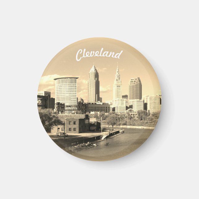 Sunny Sepia River View Cleveland  Magnet (Front)