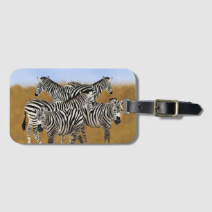 Sunny Serengeti Zebra   Safari Wildlife Adventure Luggage Tag
