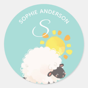 Sunny Sheep• Alphabet Monogram Cute School Daycare Classic Round Sticker