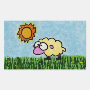 Sunny Sheep Rectangular Sticker