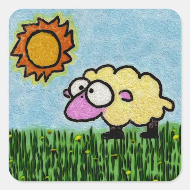 Sunny Sheep Square Sticker (Front)