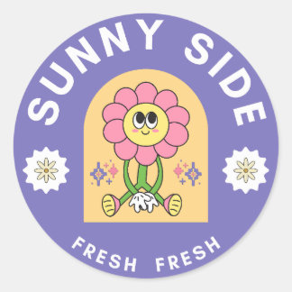 sunny side flower classic round sticker