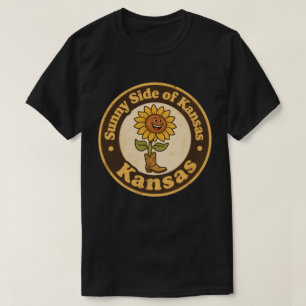 Sunny Side of Kansas_ Sunflower with Boots Artwork T-Shirt