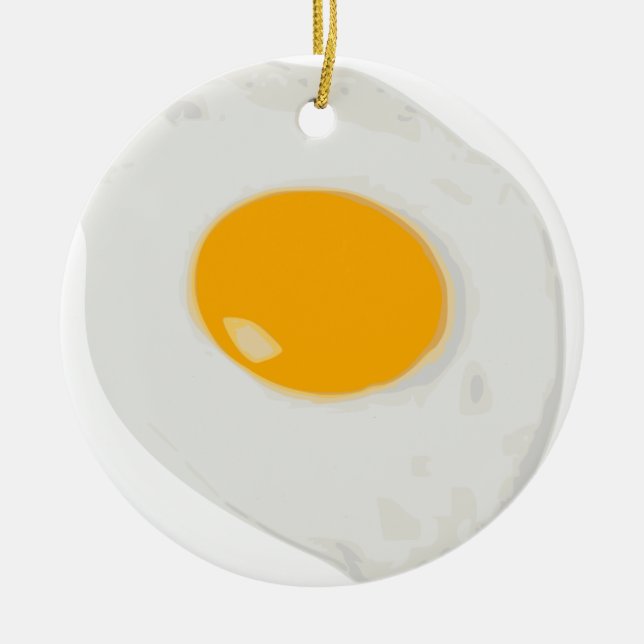 Sunny Side Up Fried Egg Ceramic Tree Decoration (Front)