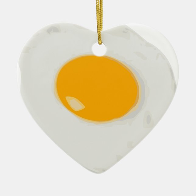 Sunny Side Up Fried Egg Ceramic Tree Decoration (Front)