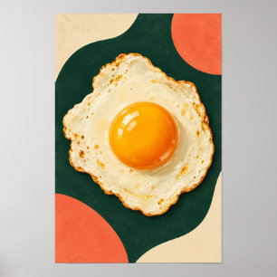 Sunny Side Up Fried Egg – Modern Retro Kitchen Wal Poster