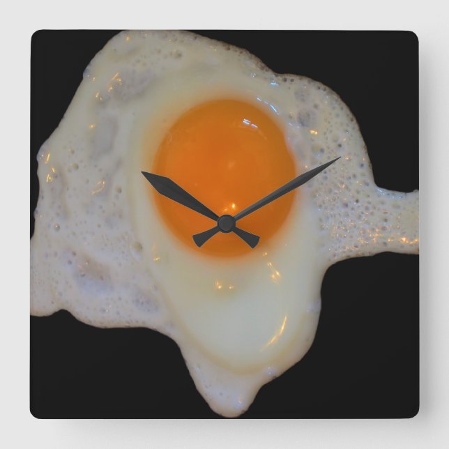 Sunny Side Up Fried Egg Square Wall Clock (Front)