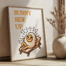 Sunny Side Up Funny Punny Egg Mascot Retro Art