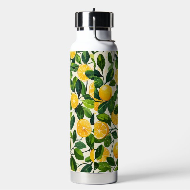 "Sunny Sips Lemon Ceramic Thermos" Water Bottle (Left)