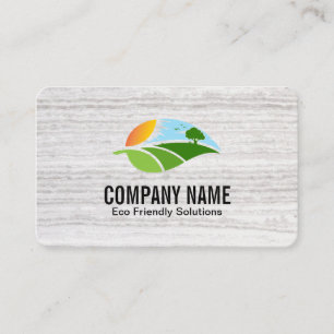 Sunny Skies   Green Landscape Leaf  Business Card