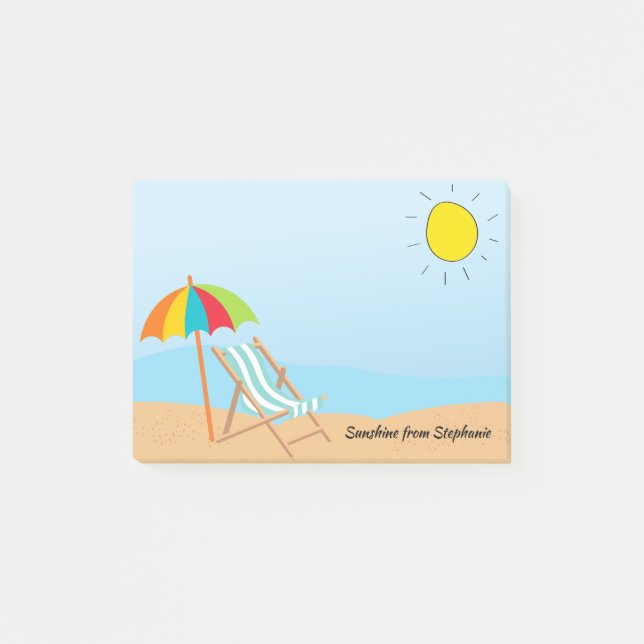 Sunny Sky Beach Chair and Umbrella Post-it Notes (Front)