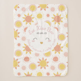 Sunny Smiles Baby Girl Birth Stats Keepsake Sherpa Blanket