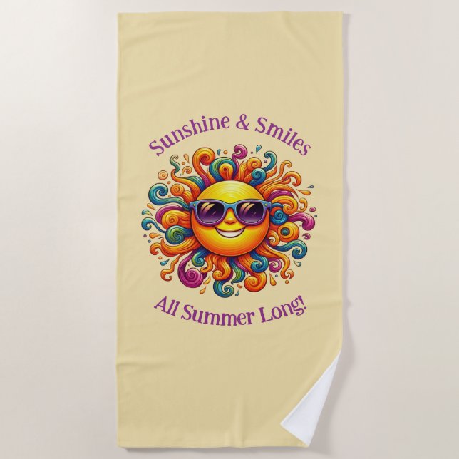 Sunny Smiles Beach Towel (Front)