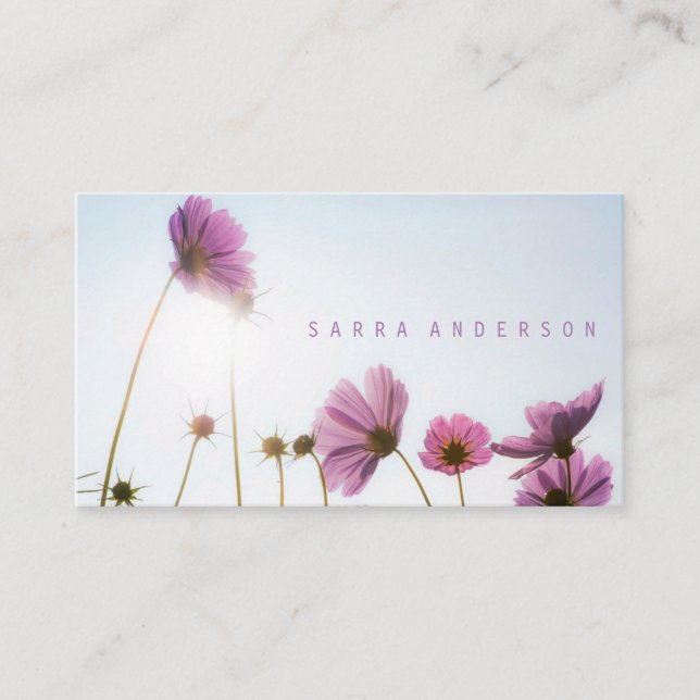 Sunny Smiles / Pink Daisy Flowers Floral Business Card (Front)