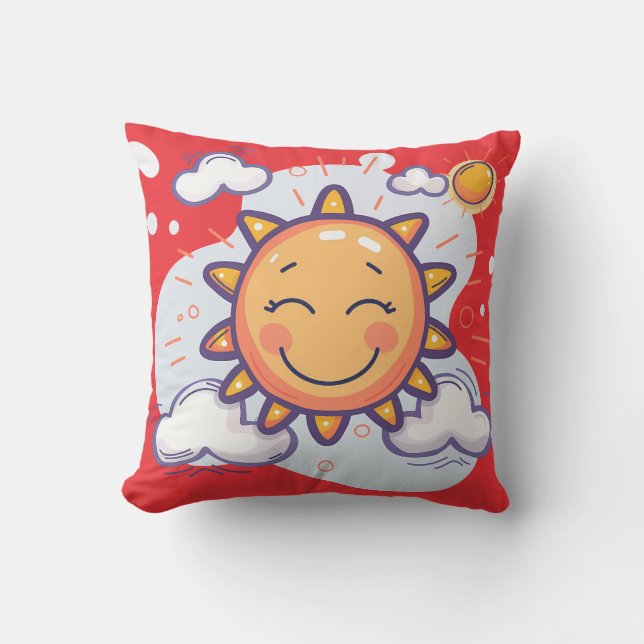 Sunny Smiles Throw Pillow – Brighten Any Room! (Front)