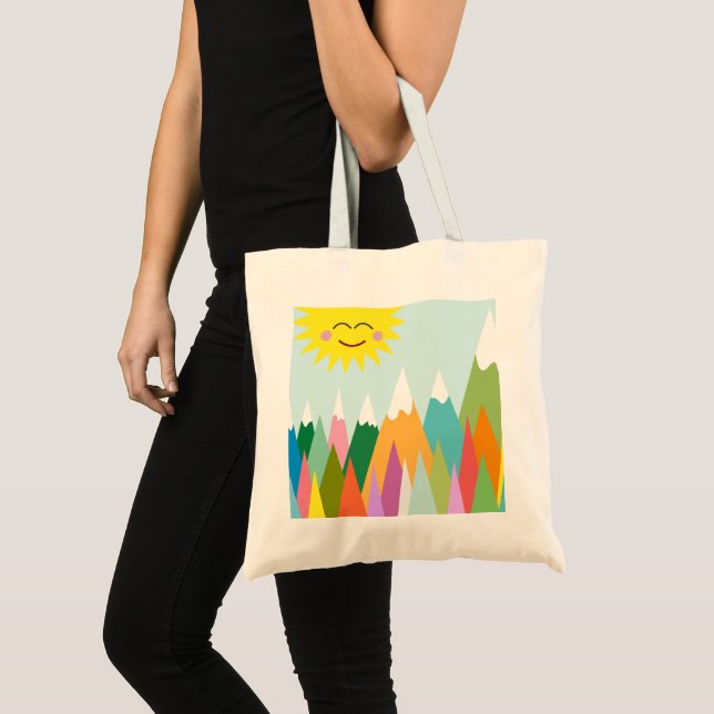 Sunny, snow covered mountains tote bag (Front (Product))