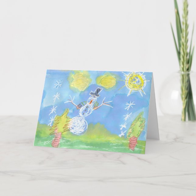 Sunny Snowman - Customisable Holiday Card (Front)
