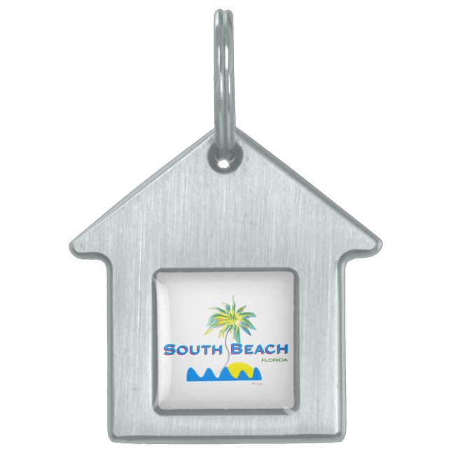 Sunny South Beach, Florida Pet Name Tag (Front)
