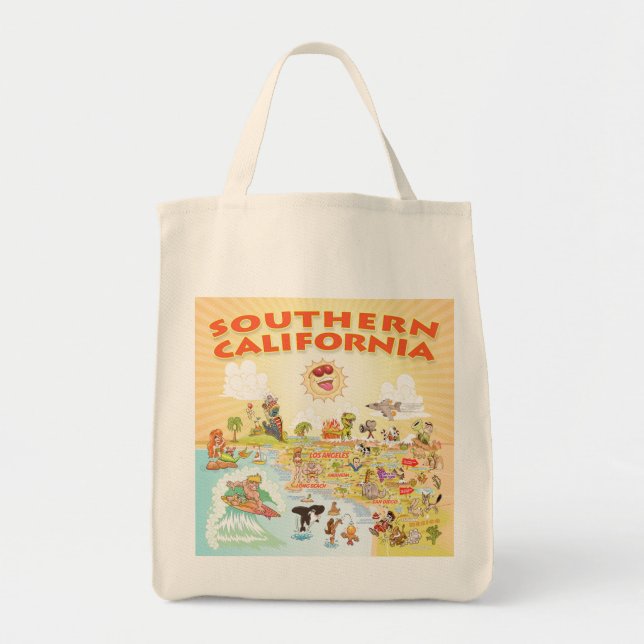 Sunny Southern California Cartoon Tote (Front)