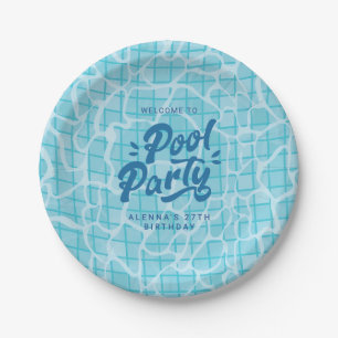 Sunny Splash Pool Party Birthday Invitation Paper Plate