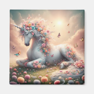 Sunny Spring Flowers Unicorn Magnet
