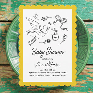 Sunny Stork Baby Shower Invitation
